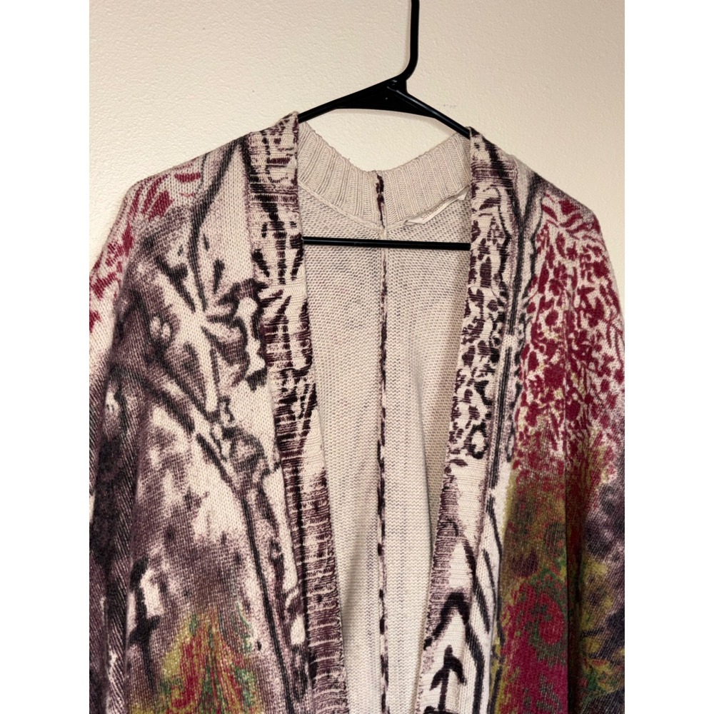 Soft Surroundings Oversized Knit Poncho Wrap Abstract Paisley Print Shawl - Picture 11 of 15